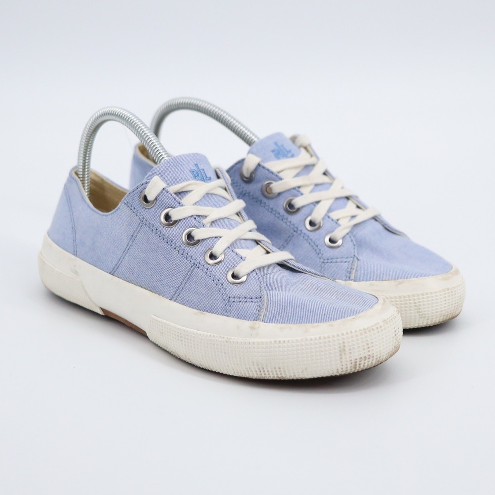 Lauren Ralph Lauren Jolie Sneakers Womens 9B Blue Oxford Cloth Low Top Flats